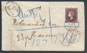 Saint Vincent 1893 Registered cover to Germany bearing 1892 5d 0n 4d, posted at the village of P...