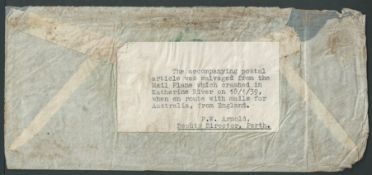 Egypt / Australia 1939 (Jan. 9) Cover from Cairo to Western Australia, the stamps washed off, the...