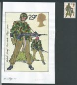 G.B. - Queen Elizabeth II 1983 British Army Uniforms: original artwork in pen & ink and watercol...