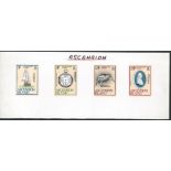 Ascension Island 1979 Captain Cook's voyages SG242/45 each handstamped large sans serif "SPECIME...