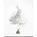 G.B. - Queen Elizabeth II 1977 British Wildlife Issue pencil drawing of a hare with background de...