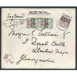 British Bechuanaland 1903 Cover to Wales franked 1897 1d lilac and 2d pair cancelled by "SEROWE /...