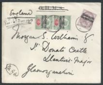 British Bechuanaland 1903 Cover to Wales franked 1897 1d lilac and 2d pair cancelled by "SEROWE /...