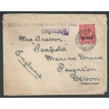 Levant 1913 Cover (minor faults and tears at upper edge) with KGV Levant 1d cancelled at the Bri...