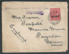 Levant 1913 Cover (minor faults and tears at upper edge) with KGV Levant 1d cancelled at the Bri...