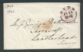 G.B. - Isle of Wight / Q. V. Postal Stationery 1842 (Aug 14) 1d Pink postal stationery envelope (...