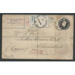 Palestine / Italy 1918 (Aug 27) GB 2d registration envelope sent to Egypt by a Captain in the Ita...