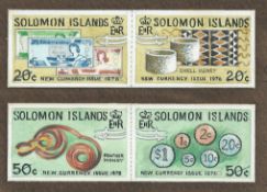 British Solomon Islands 1976 First Currency set: Original De La Rue artwork of two se-tenant pair...