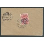 Saudi Arabia 1926 Cover to Mecca with, on reverse, Nejd Sultanate Post overprint on 1/2pi scarlet...