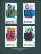 Bahamas 1968 Tourism set of four values in imperforate proofs on gummed paper affixed to Bradbury...