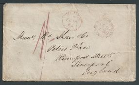 New Zealand 1861 Stampless Cover (slight overall soiling and part of back flap torn away on openi...