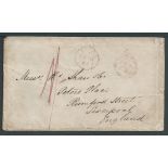 New Zealand 1861 Stampless Cover (slight overall soiling and part of back flap torn away on openi...