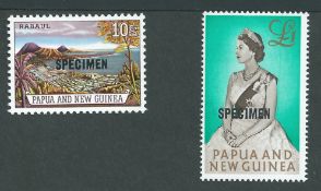 Papua and New Guinea 1963 10s, £1, overprinted "SPECIMEN", fine mint.