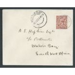 South West Africa / G.B. - Airmails 1933 (Feb. 6) Cover to Walvis Bay with G.B. 1 1/2d cancelled...