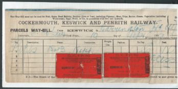 G.B. - Railways 1905-09 Two parcel way bills both with the parcel fee paid by bicycle tickets, the