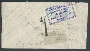 Niger Coast 1898 (Jan 9) Stampless cover (minor faults) to Ireland endorsed "no stamps available ...