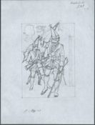 G.B. - Queen Elizabeth II 1983 British Army Uniforms: preliminary pencil sketch for a 19 1/2p val...