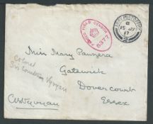 (Mafeking) / World War I 1917 Autograph letter of condolence and cover from APO2 (France) to the...