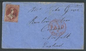 New Zealand - Manuscript Cancels 1867-68 Group of three covers from the same correspondence from ...