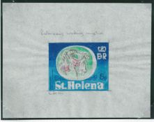 Saint Helena 1981 Endemic Plants - 5p Redwood - Original signed intermediate artwork incorporating c