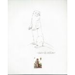 G.B. - Queen Elizabeth II 1977 British Wildlife Issue pencil drawing of a otter on paper, drawn ...