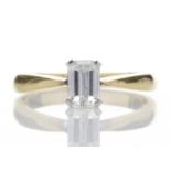 18ct Single Stone Emerald Cut Diamond Ring 0.72 Carats