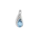 9ct White Gold Diamond And Blue Topaz Pendant