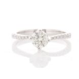 18ct White Gold Diamond Ring With Stone Set Shoulders 0.87 Carats