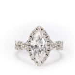 18ct White Gold Marquise Halo Diamond Ring 2.02 Carats