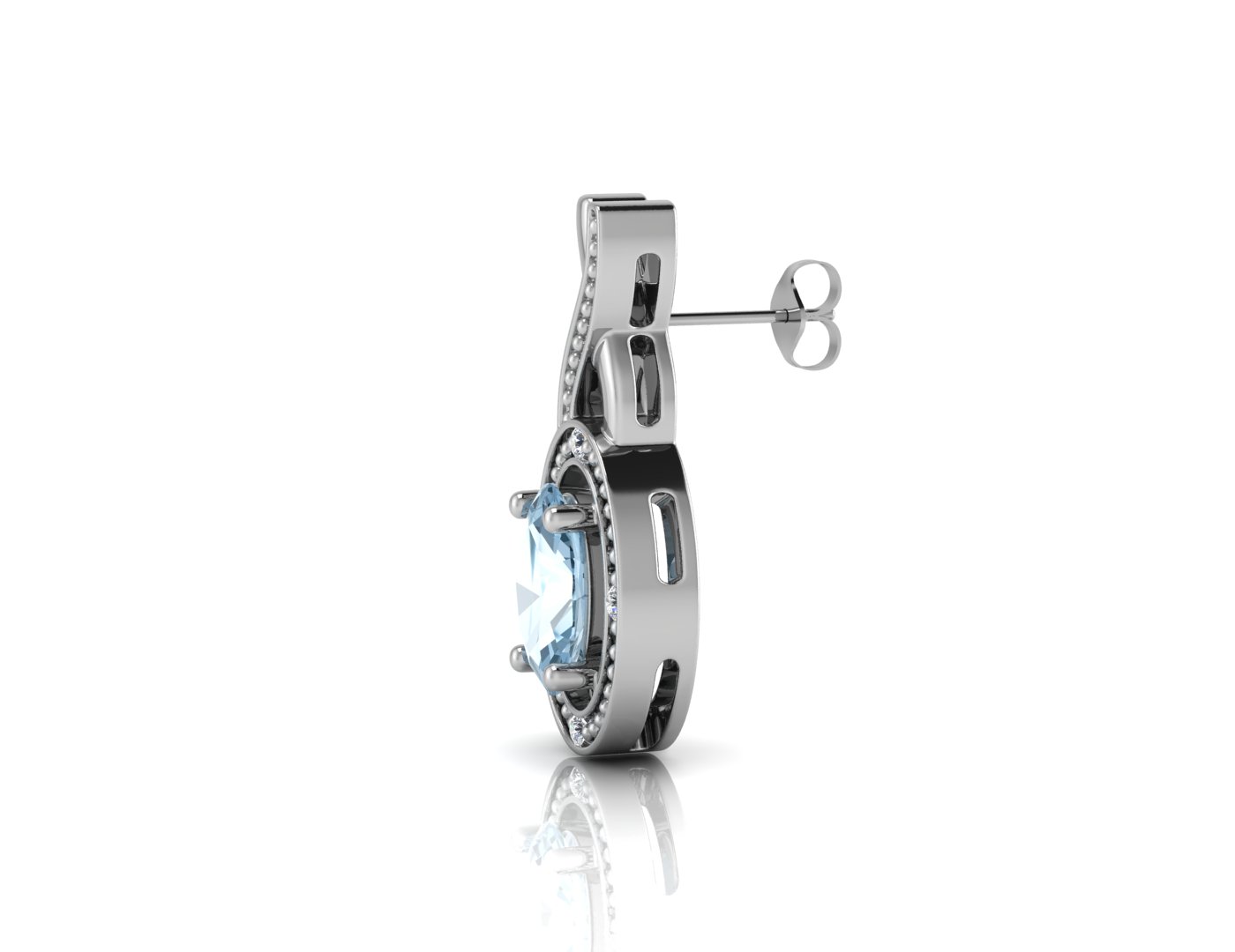 9ct White Gold Diamond And Blue Topaz Earrings - Image 2 of 3