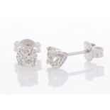 18ct White Gold Single Stone Prong Set Diamond Earring 0.99 Carats