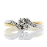 18ct Two Stone Twist With Stone Set Shoulders Diamond Ring 0.24 Carats