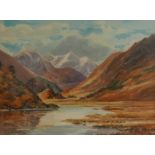 "Glen Strathfarrer" Scottish Highland view Original Watercolour by E Grieg Hall