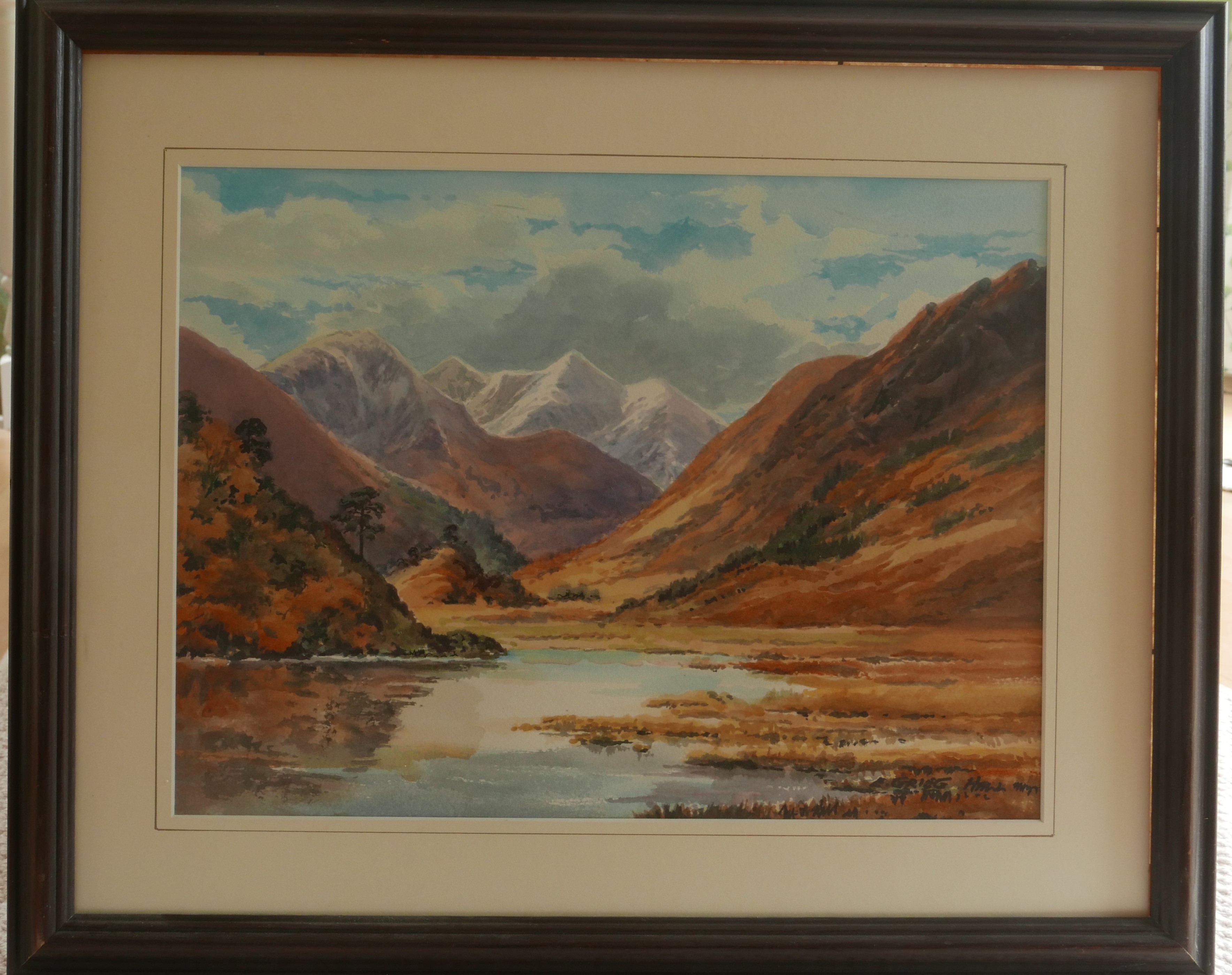 "Glen Strathfarrer" Scottish Highland view Original Watercolour by E Grieg Hall - Image 2 of 4