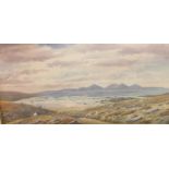 Unsigned watercolour Scottish view titled verso “the Paps of Jura”