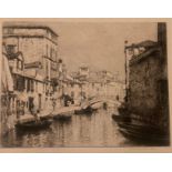 Lucien Gautier pencil signed etching Venice scene