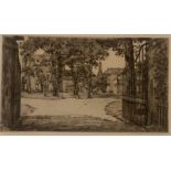 Wilfred Crawford Appleby signed etching "Loretto from the tennis courts