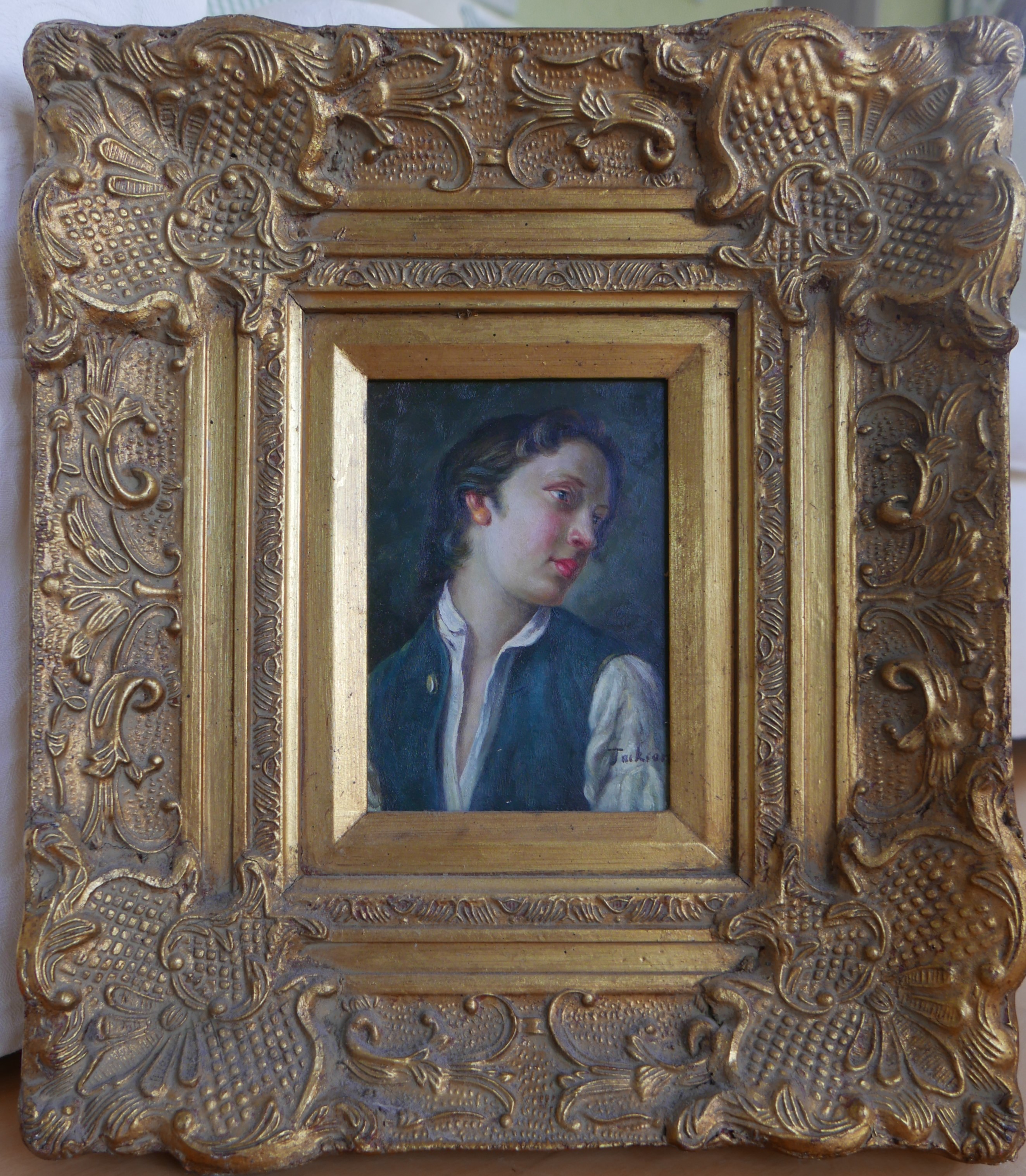 Original Oil by Jackson- "Portrait of Young Boy" - Image 2 of 3