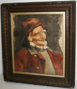 Antique Victorian Framed Watercolour of an Old Fisherman