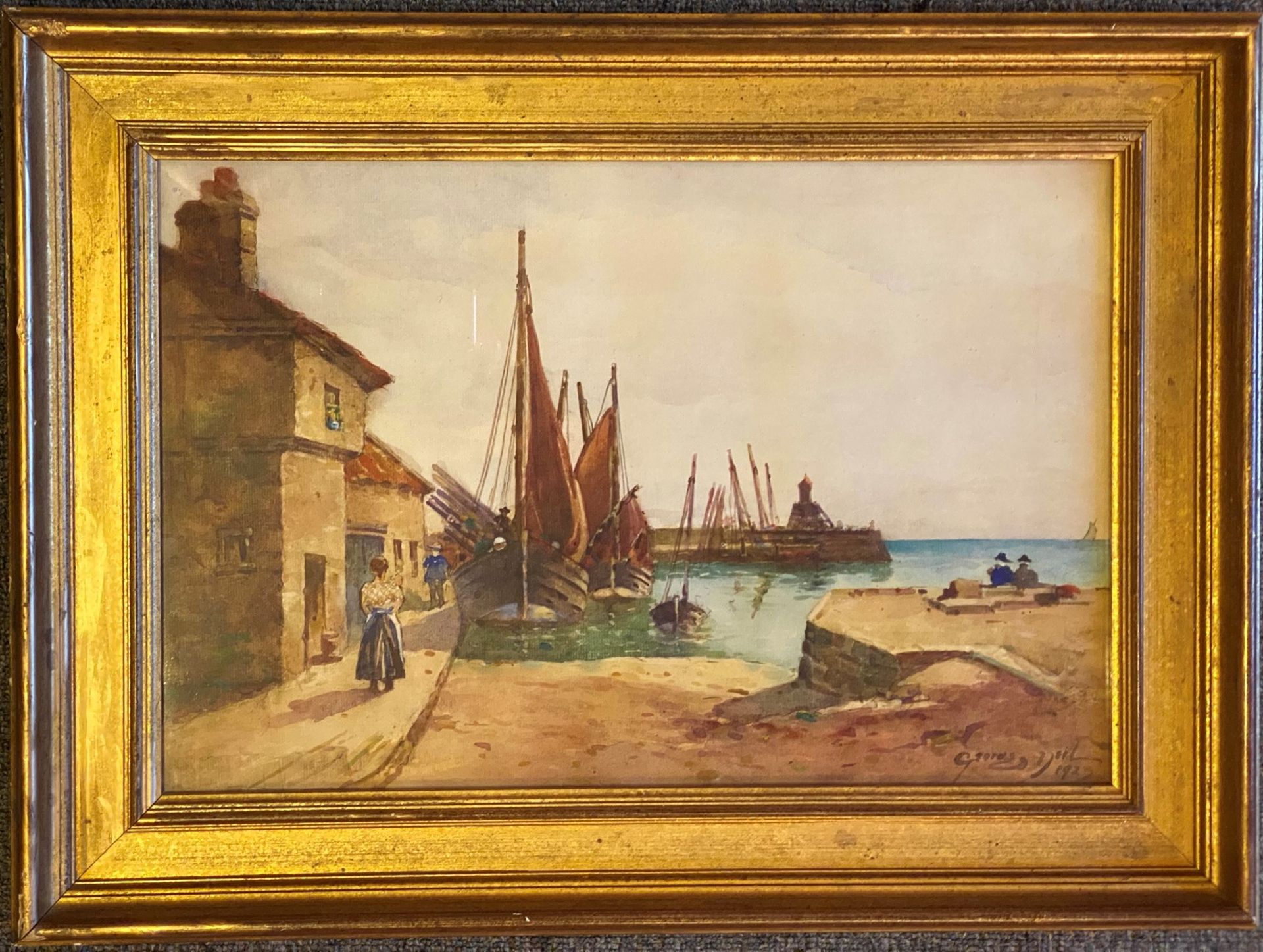 Fife Coast watercolour by George Neil Scottish artist 1888-1930 - Image 3 of 4