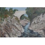 "Dulsie Bridge, River Findhorn" (near Nairn) Original Oil on Board by Agnes Houston - 1964