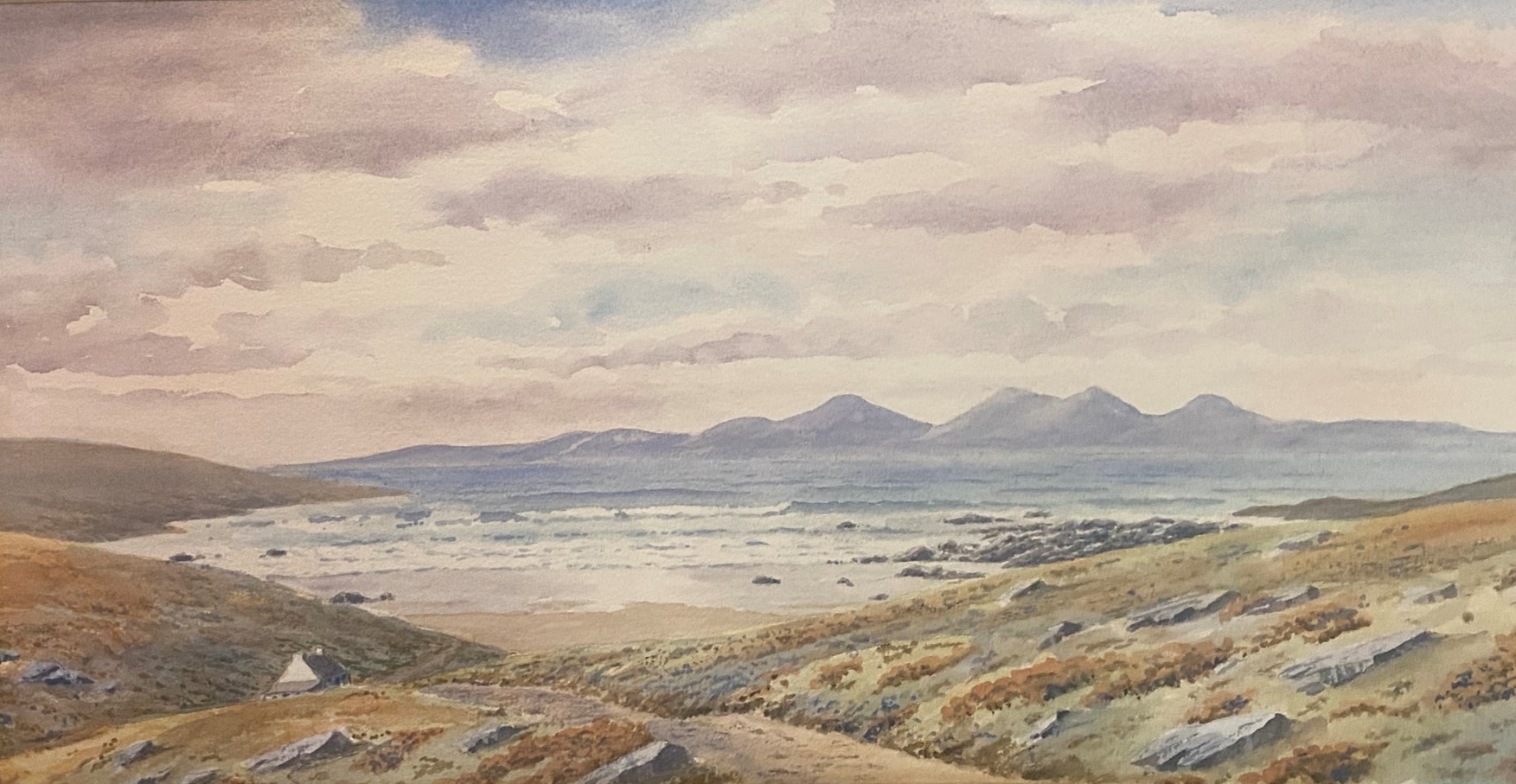 Unsigned watercolour Scottish view titled verso “the Paps of Jura” - Image 3 of 3