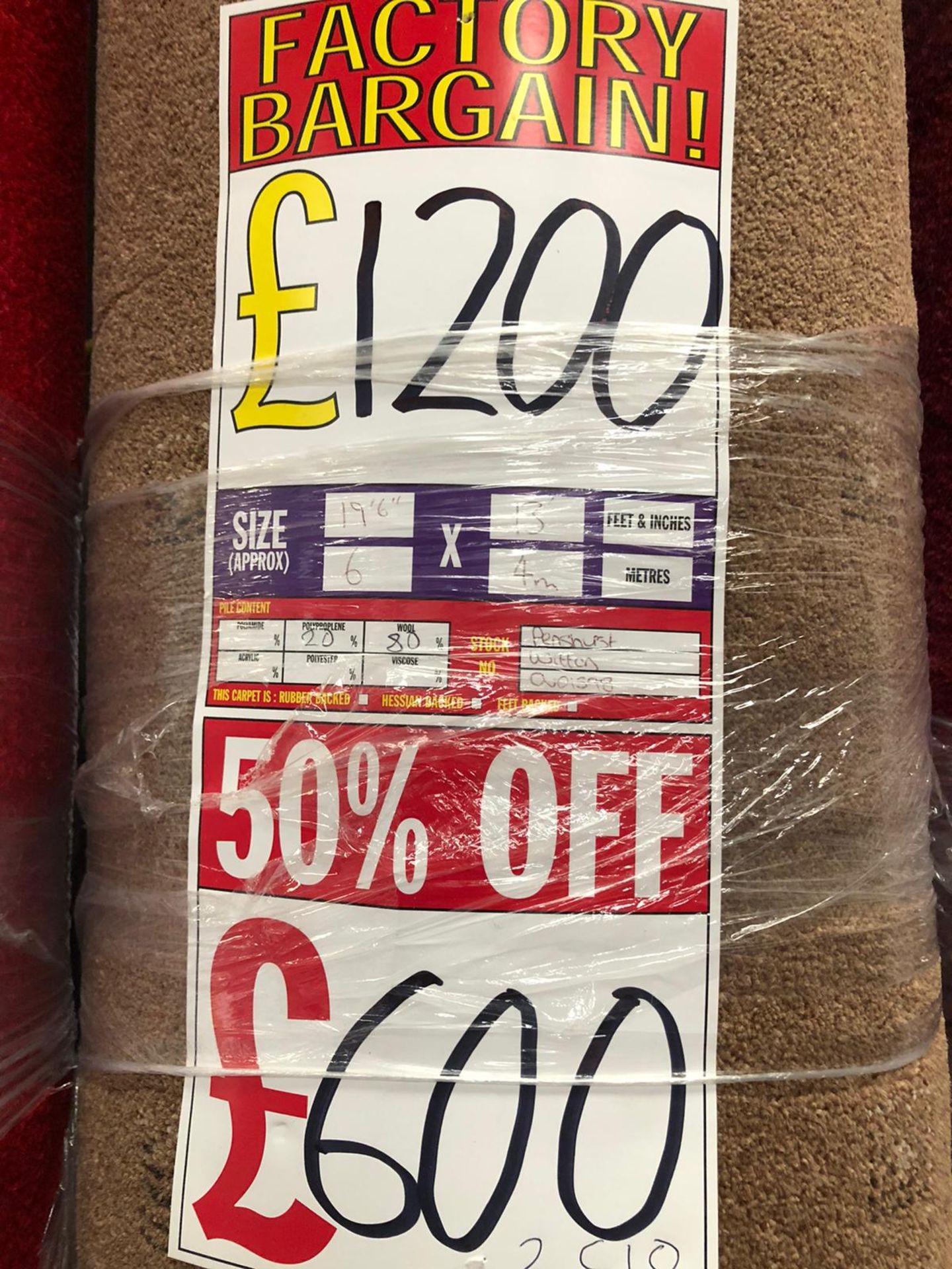 Penhurst witton 80% wool 2O % twist 6m x 4m 19ft 6in x 13ft code 2c10 - Image 2 of 2