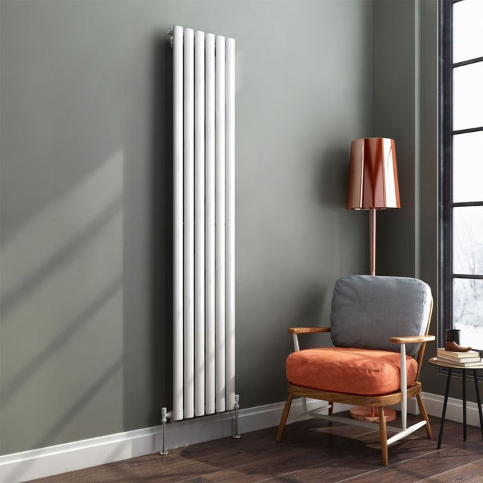 PALLET TO CONTAIN 5 x BRAND NEW BOXED 1800x360mm Gloss White Single Oval Tube Vertical Radiator... - Image 2 of 3