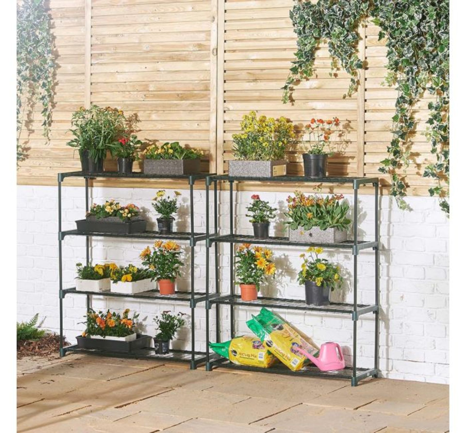 (GL24) 2 x 4 Tier Garden Shelving Unit Pack of 2 heavy duty 4 tier garden shelving units - ide...