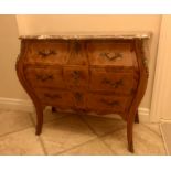 French Bombe Marble Topped Inlaid Commode