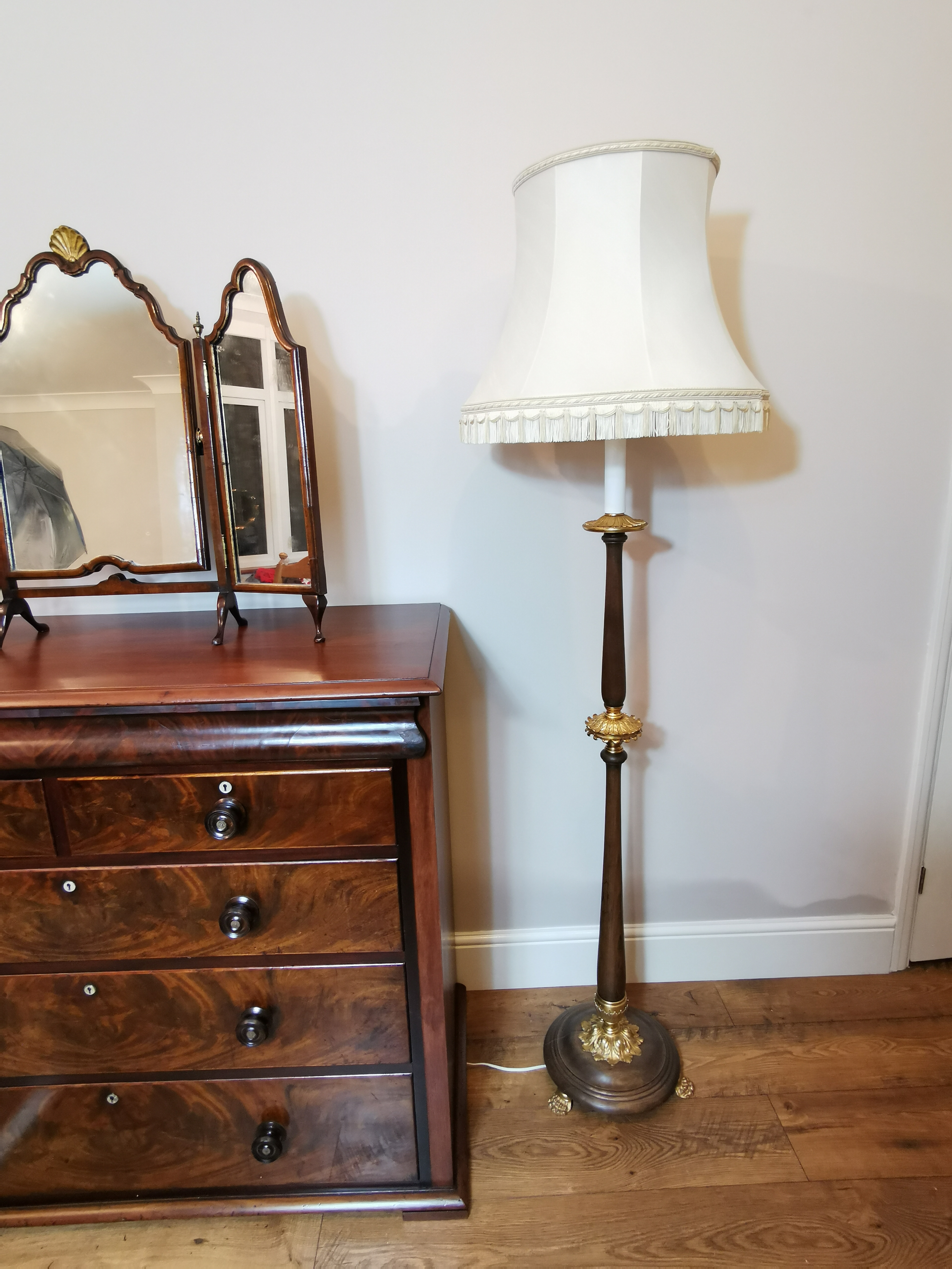 Late Victorian Gilt Metal & Walnut Floor/Standing Lamp - Image 2 of 6