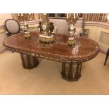 Inlaid Mother of Pearl Rosewood Twin Pedestal Centre Table