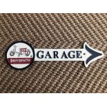 Cast Iron Lambretta Garage Arrow Wall Plaque