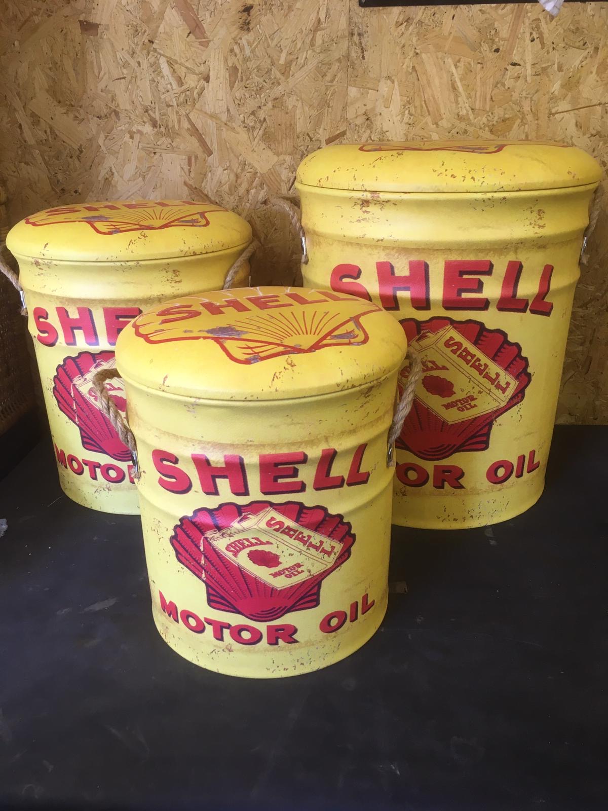 Set Of 3 Shell Metal Stools - Image 2 of 3